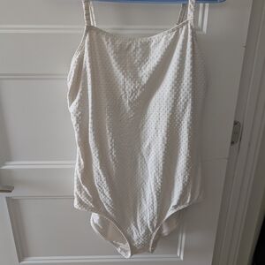 Aqua White Textured One-Piece Swimsuit